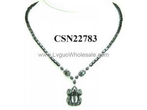 Hematite Stone Frog Pendant Beads Chain Choker Fashion Women Necklace